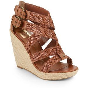 Dolce Vita Braided Strappy Tan Brown Wedge Heel